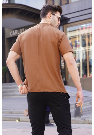 Madmext Kahverengi Regular Fit Basic Erkek Tişört 6099-kahverengi Kahverengi