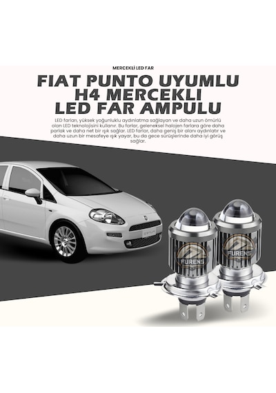 Fıat Grande Putno Uyumlu Mercek Led Xenon Uzun Kısa Tek Renk Beyaz Şimşek Etkili Ampul