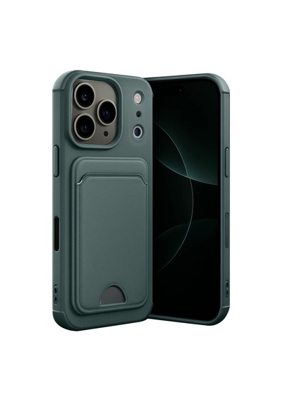 Apple İphone 17 Pro Max Kelvin Kartvizitli Silikon - Koyu Yeşil