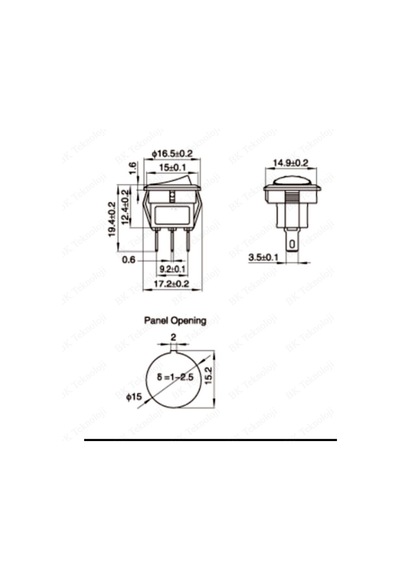 15mm Yuvarlak 2 Pin On/off Işıksız Power Anahtar 2 Adet