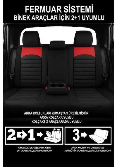 Lada Priora I Combi Facelift 2013 1.6 98 Hp 2013 Uyumlu Thor... Serisi Tay Tüyü Kırmızı Oto Kılıfı Tam Set