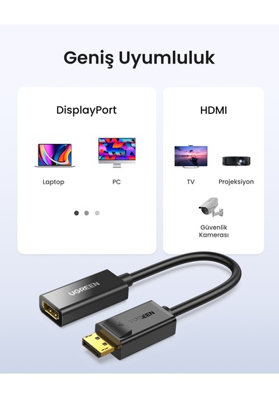 Ugreen Display Port To Hdmı 1080p Dönüştürücü Adaptör Siyah, 40362