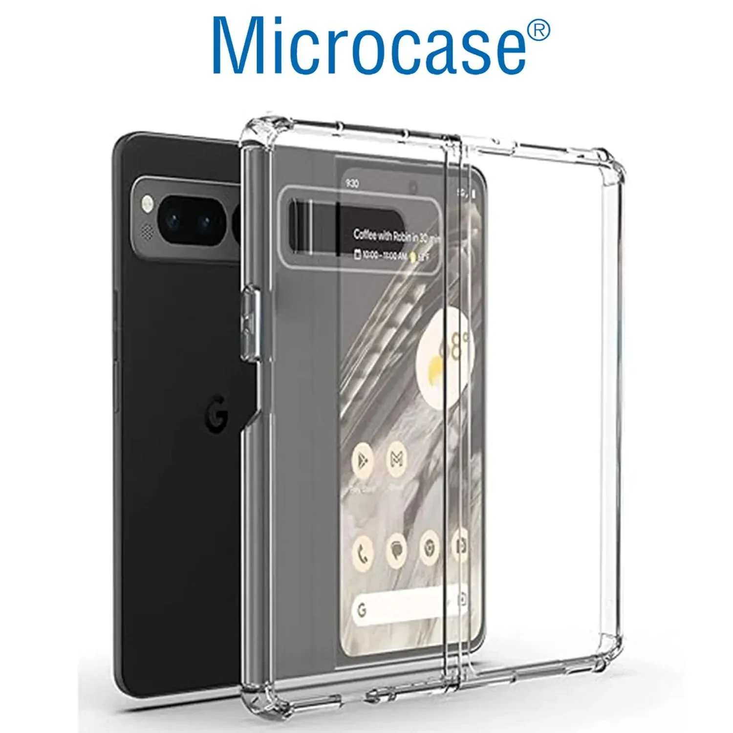 Microcase Google Pixel 10 Pro Fold İle Uyumlu Sert Kristal Kapaklı Kılıf Şeffaf- Al3157