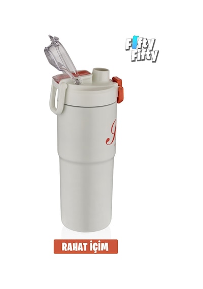 Shotay 750 Ml Tek Kapak Çift Kullanım Pipetli/rahat Içim Çelik Su