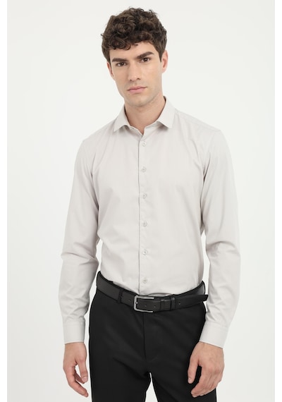 Dufy Erkek Slim Fit Uzun Kol Gri Gömlek-25810