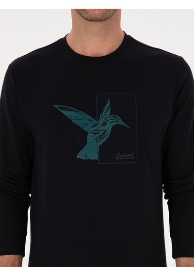 Lacivert Regular Fit Bisiklet Yaka Sweatshirt