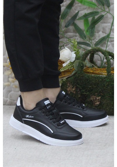 Fort Wks 2765 Siyah Beyaz Hafif Rahat Sneaker Kadın Spor Ayakkabı 001