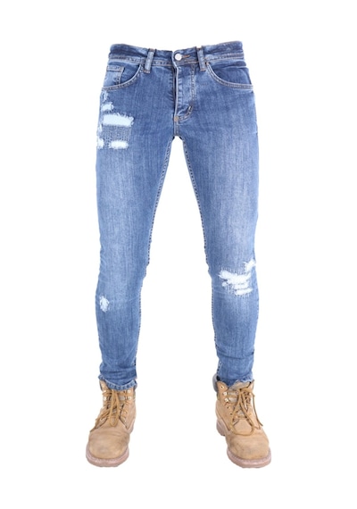 Erkek Mavi Dar Paça Denim Açık Mavi