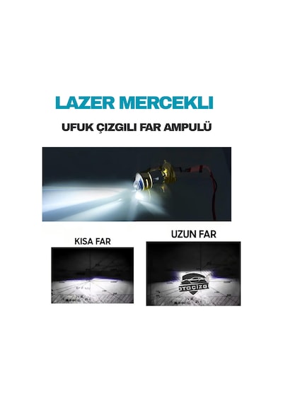 Mazda 323 1989 - 1998 Lazer Mercekli Ufuk Çizgili Far Ampulü Araç Motosiklet Led Şimşek Etkili