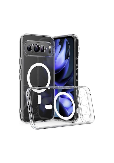 Caseonn Google Pixel 10 Pro Xl Kılıf Magsafe Özellikli Sararmaz Kristal Sert Kapak Şeffaf