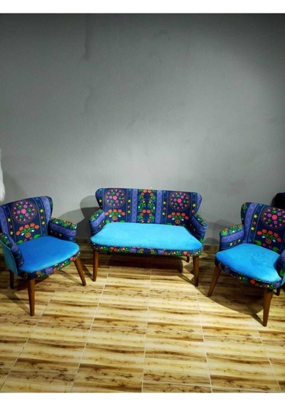 Azra Mobilya Çay Seti Oturma Grubu Oturma Takımı Koltuk Takımı Ahşap Mobilya Takımı Balkon Bahçe Mobilyası Turkuaz - Ceviz