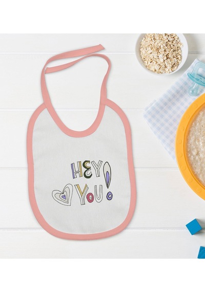 Bk Kids Hey You Tasarımlı Pembe Bebek Mama Önlüğü Pembe