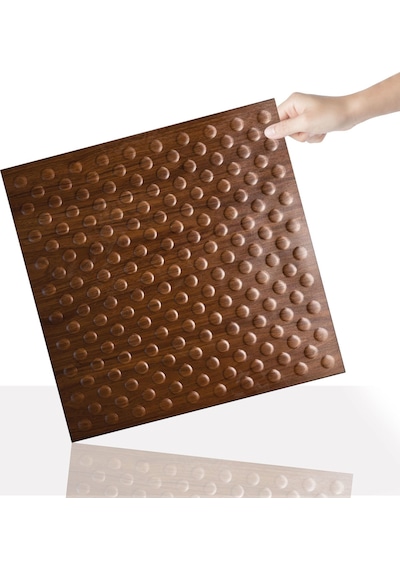 3 Boyutlu Duvar Paneli Kabartmalı Puantiye Desen Pvc 41x41 Cm/ 6 Adet /1 M² Teak