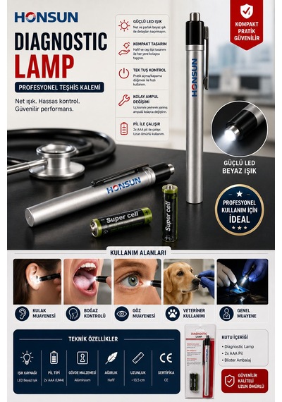 Profesyonel Diagnostic Lamp Led Muayene Işığı Kulak Göz Boğaz Kontrol Kalemi