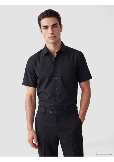Lcw Busıness Siyah Regular Fit Armürlü Erkek Gömlek