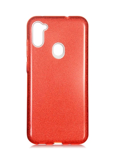 Samsung Uyumlu Galaxy A11 Kılıf Zore Shining Silikon-Kırmızı