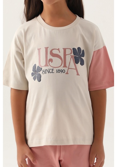 U.s. Polo Assn Lisanslı Rose Bej Kız Çocuk Pijama Takımı 5274-43161 Bej