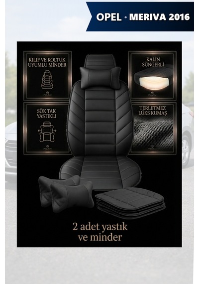 Opel Meriva 2016 Uyumlu Siyah Renk Premium Lüks 2 Adet Minder Ve Yastık