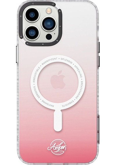 Rock Apple Uyumlu iPhone 14 Plus Amber Serisi Magsafe Kılıf Pembe Pembe
