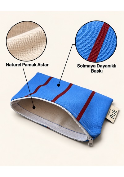 Desenli Çok Amaçlı Çanta - 22x15 Cm Fermuarlı Pamuk Kumaş Astarlı