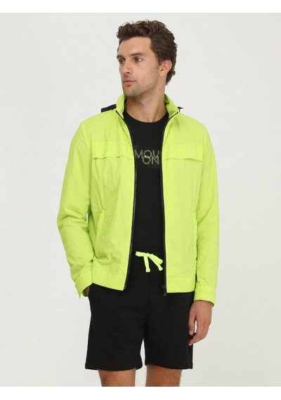 Kip Sarı Regular Fit Kapüşonlu Casual Dokuma Mont Sarı