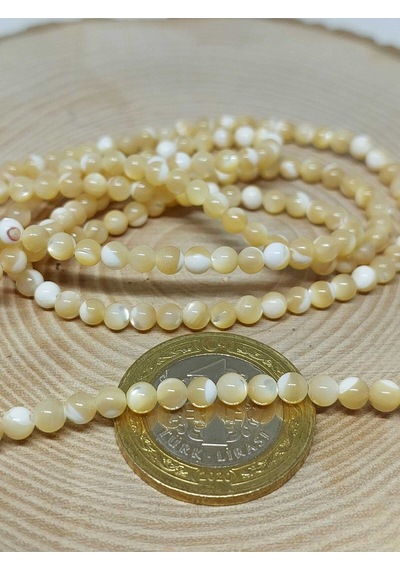 Bileklik Boy Sedef Taşı Karamel Yarım Dizi 4mm 18cm Uzunluğundadır Çok Renkli
