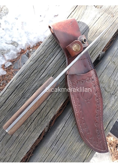 Ahşap Sap Av Kamp Bıçağı 4116 Çelik 30 CM Kahverengi