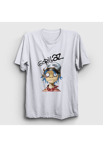 Presmono Unisex 2d Gorillaz T-shirt Beyaz