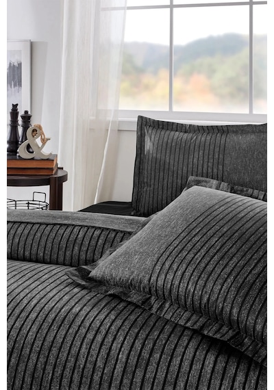 Özdilek Antrasit Noir Çift Kişilik Lastikli Fitted Çarşaf Nevresim Takımı 5250 Çok Renkli