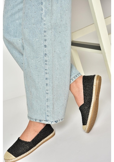 Fox Shoes D280250017 Siyah Hasır Günlük Kadın Ayakkabı Siyah-hasır Siyah