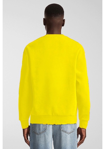 Erkek Bisiklet Yaka Rahat Kalıp 3 İplik İçi Polarlı Kalın Sweatshirt Spr25sw36 Sari