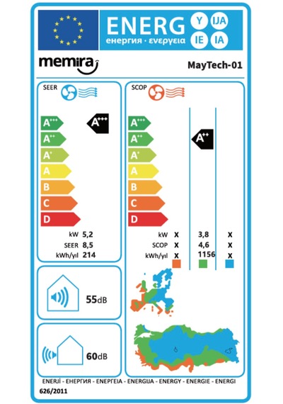 Memira Maytech-01 18000 Btu A+++ R32 Inverter Wifi Duvar Tipi Split Klima