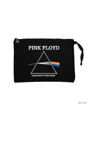 Zepplin Giyim Pink Floyd Dark Side Siyah Clutch Astarlı Cüzdan / El Çantası
