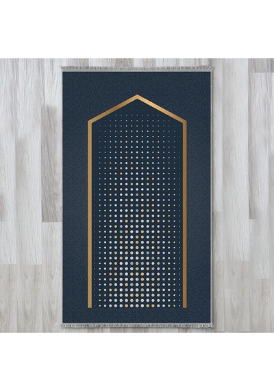 Evaşk Namazlık Dokuma Halı Kaymaz Muslumana Seccade 66x113 LACİVERT EVAŞK601E66