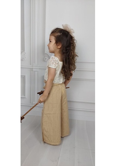 Ministok Melly Crop Bluz Ve Pantolonlu İkili Kız Takım Bej