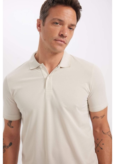 Defacto Slim Fit Dar Kesim Polo Yaka Kısa Kollu Pamuklu Tişört D0033AXNS Bej Defacto Slim Fit Dar Kesim Polo Yaka Kısa Kollu Pamuklu Tişört D0033AXNS Bej