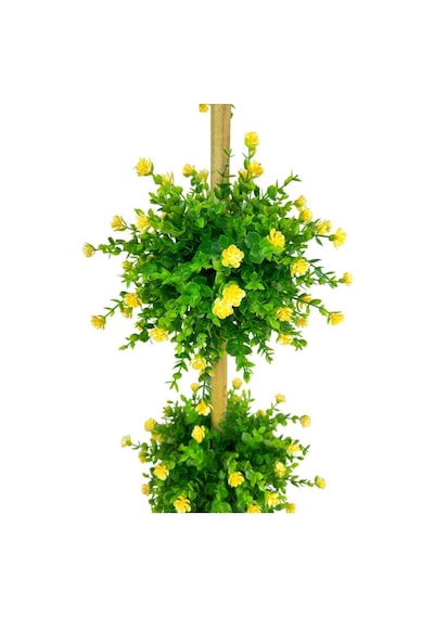Yapay Ağaç Sarı Mineli Şimşir Top Siyah Saksılı 115 30cm