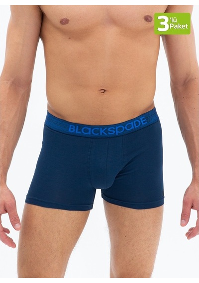 Blackspade Erkek Boxer 3Lü Paket Modern Basics 9473 - Gri Lacivert Siyah