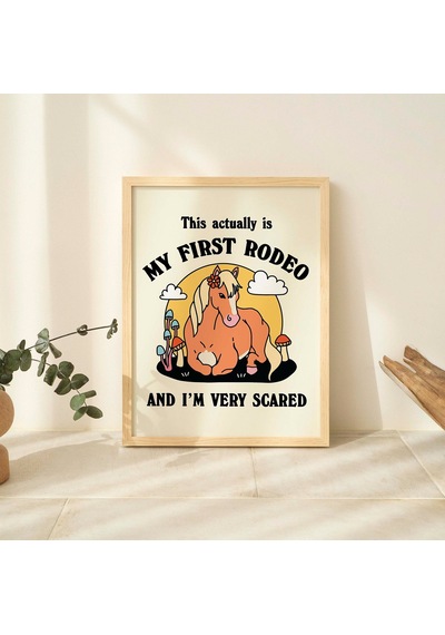 Kovboy Atı Söz Baskısı, İlk Rodeo Sözü Posteri, Retro Mantar Posterleri
