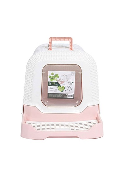 M-pets Eco Rattan Kapalı Kedi Tuvaleti Pembe 69x42x41 Cm 244-53036.01