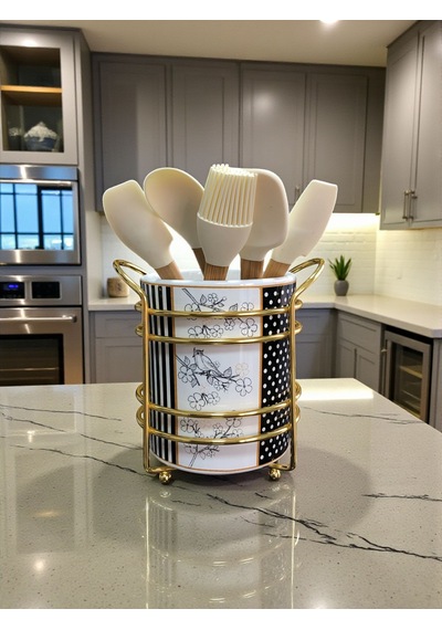 Kaşıklık - Kuş Desen Gold Mavi