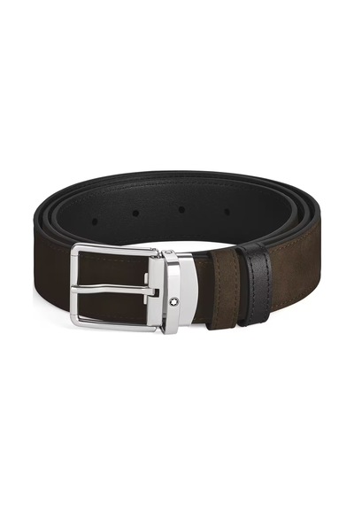 Montblanc Everyday Kahverengi - Siyah 35 Mm Çift Taraflı Deri Kem
