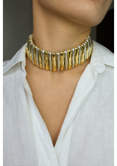 Twyn Choker Kolye Gümüş + Altın