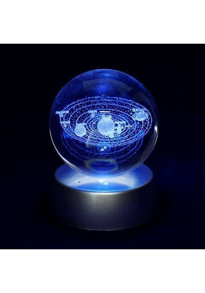 Senon Güneş Sistemi Kristal Cam Küre Renk Değiştiren Led Işıklı Gece Lambası Dekoratif Hediyelik Gezegenler Diğer