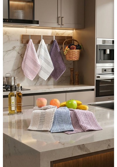 6 Lı Pamuklu Mutfak Havlu Seti Soft Touch 30x45 Cm Çok Renkli
