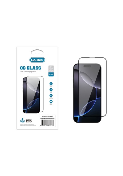 Apple Uyumlu   iPhone 16 Pro Go Des Og Glass Antistatik Temperli Cam Ekran Koruyucu Şeffaf