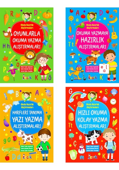 Okul Hazırlık Oyunlarla Okuma Yazma 4 Kitap Okul Öncesi 1.Sınıf