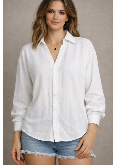 Meine Liebe Unterwäsche Oversize Pure Touch Beyaz Gömlek