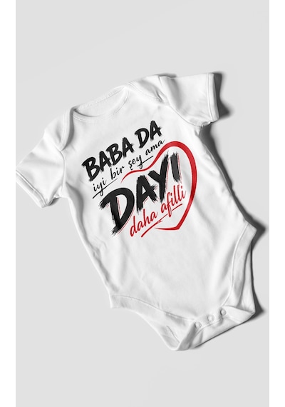 Morivokids Babaya Özel Kısa Kollu Bebek Body %100 Pamuk Zbn185-kk Beyaz