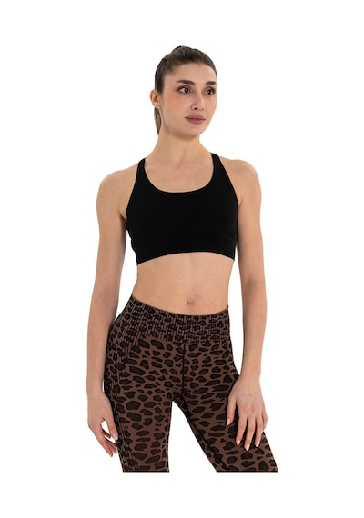 Inguz Çift Askılı Sırtı Çapraz Yoga Büstiyer Siyah